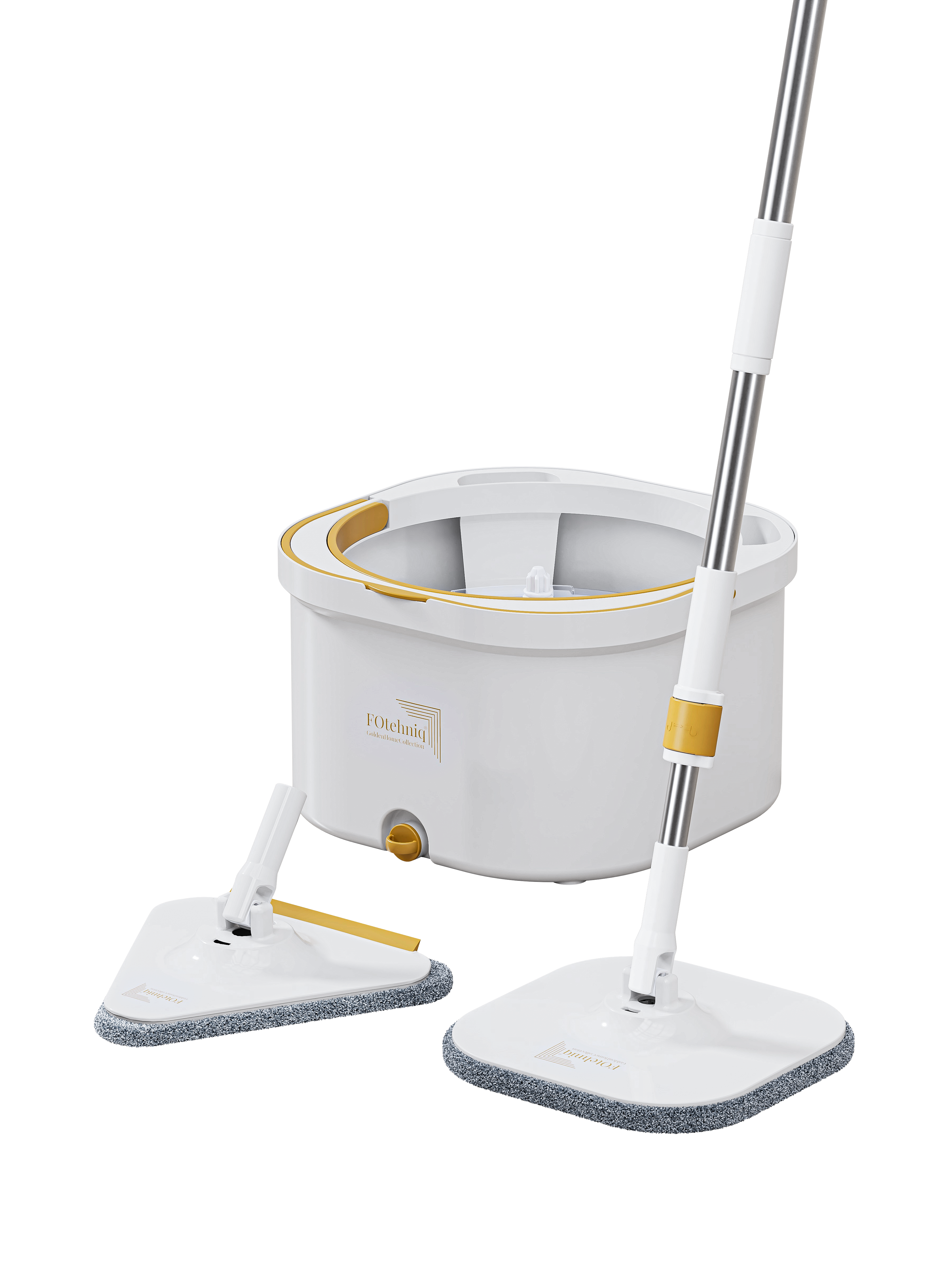 Set Mop Rotativ DUAL BUCKET alb cu Lavete Incluse