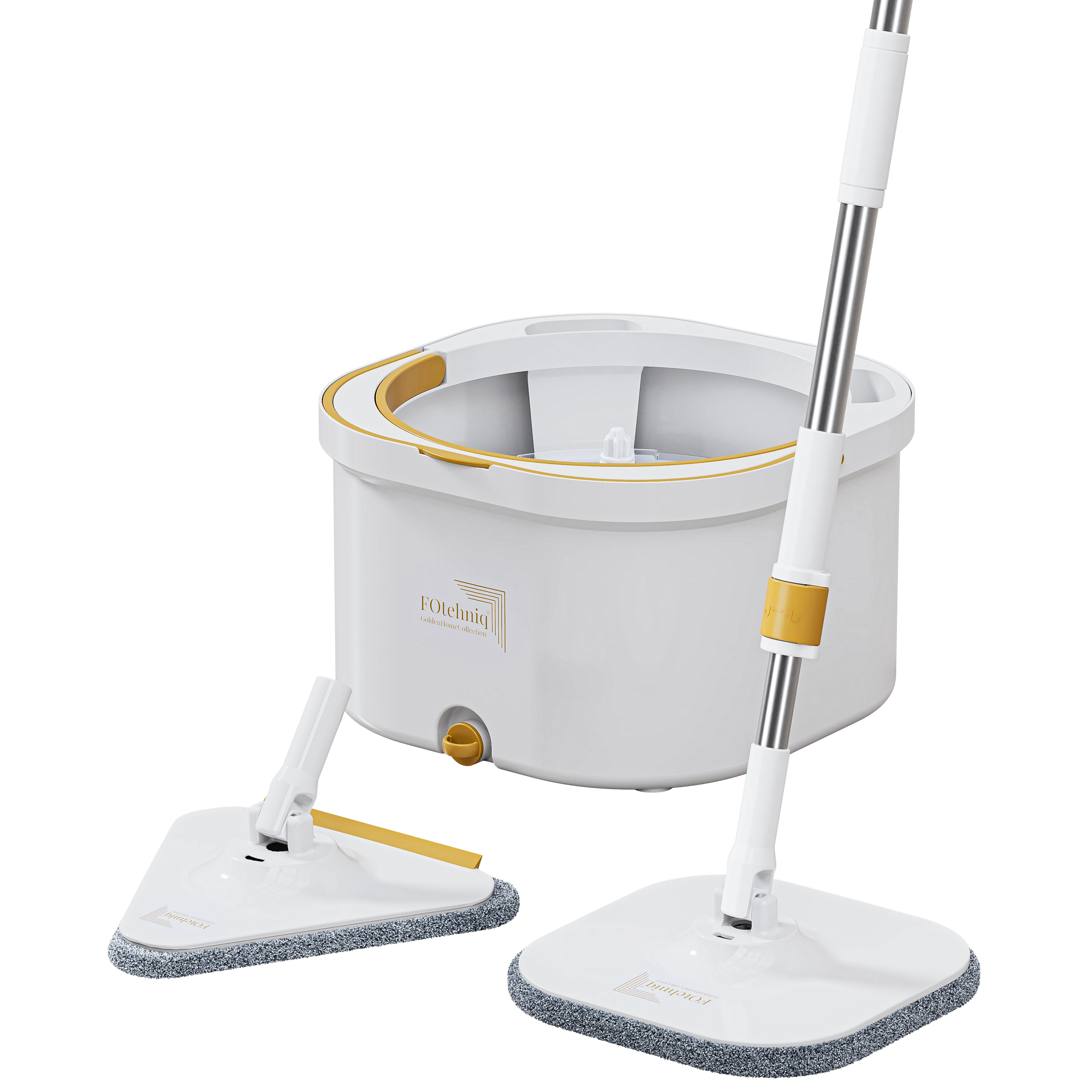 Set Mop Rotativ DUAL BUCKET alb cu Lavete Incluse
