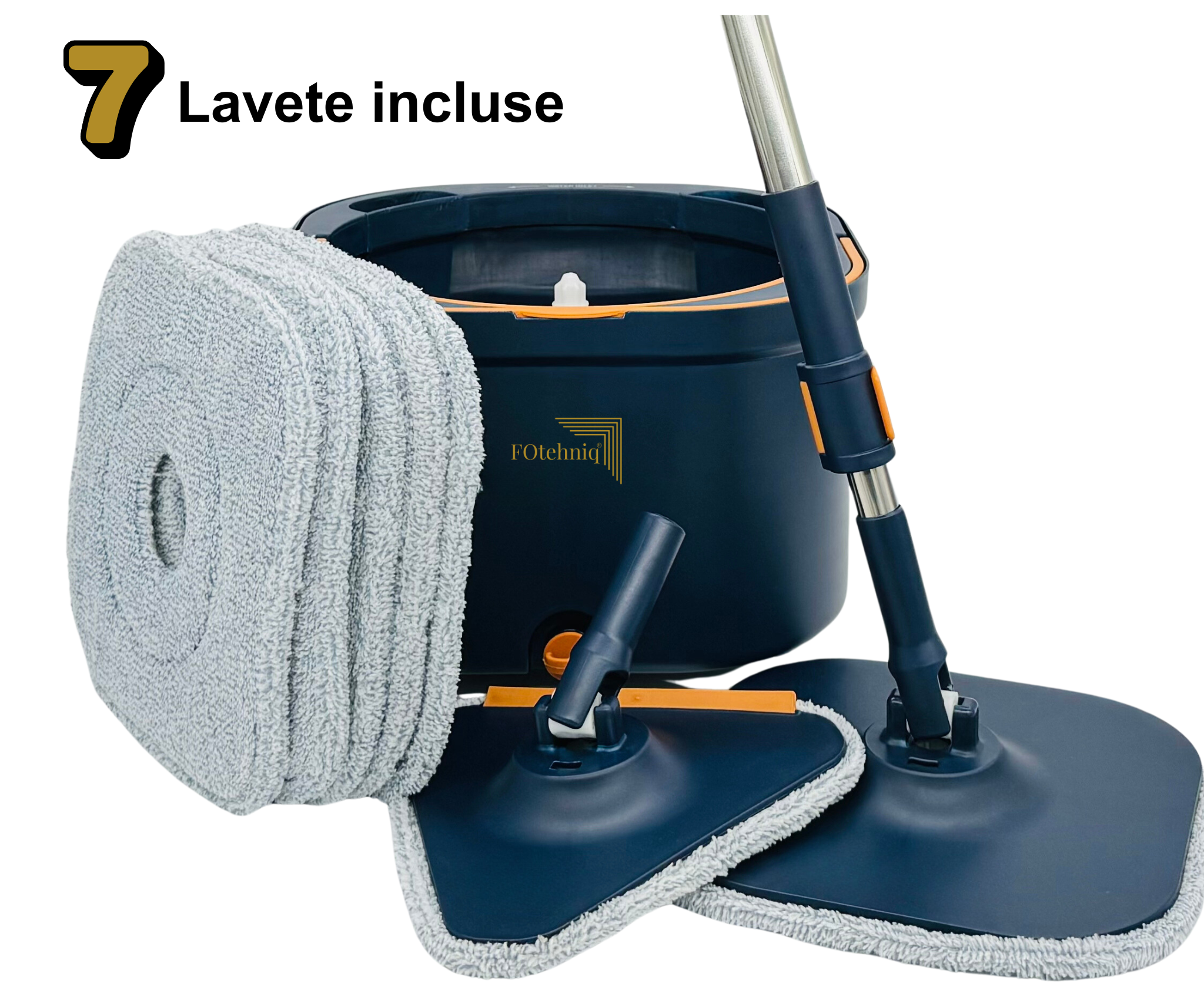 Set Mop Rotativ DUAL BUCKET albastru cu Lavete Incluse