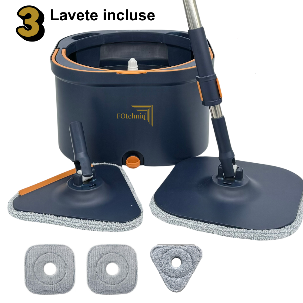 Set Mop Rotativ DUAL BUCKET albastru cu Lavete Incluse