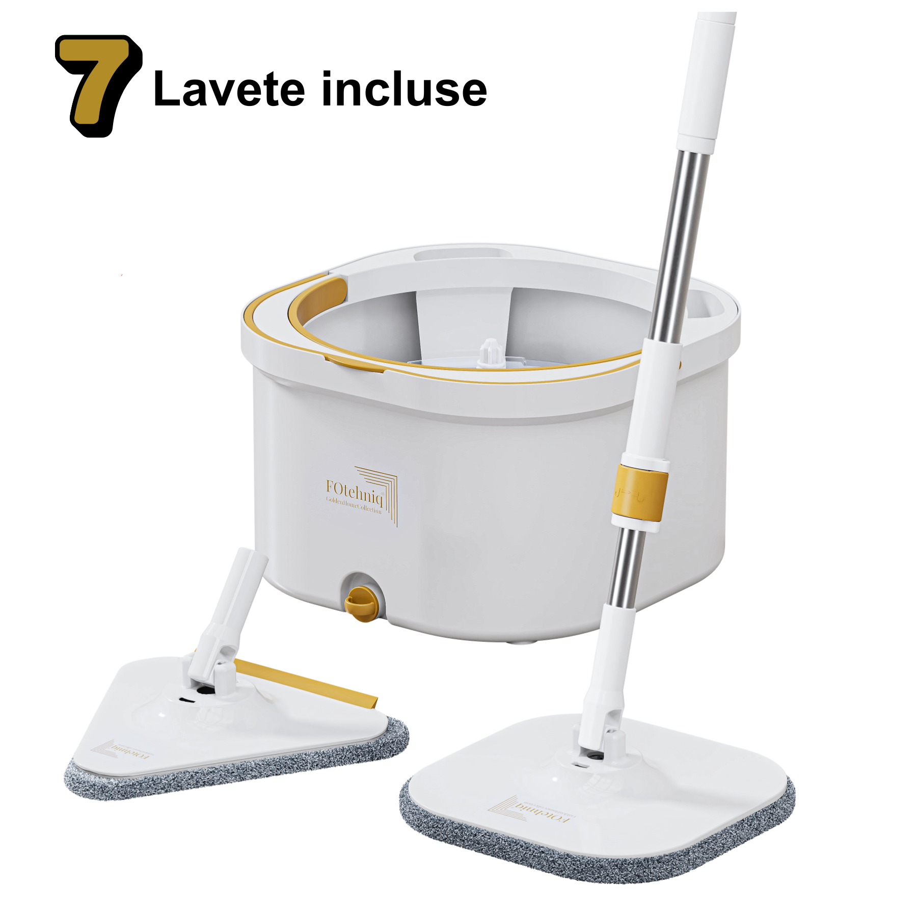 Set Mop Rotativ DUAL BUCKET alb cu Lavete Incluse