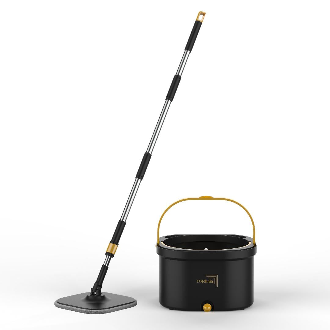 Set Mop Rotativ DUAL BUCKET negru cu Lavete Incluse