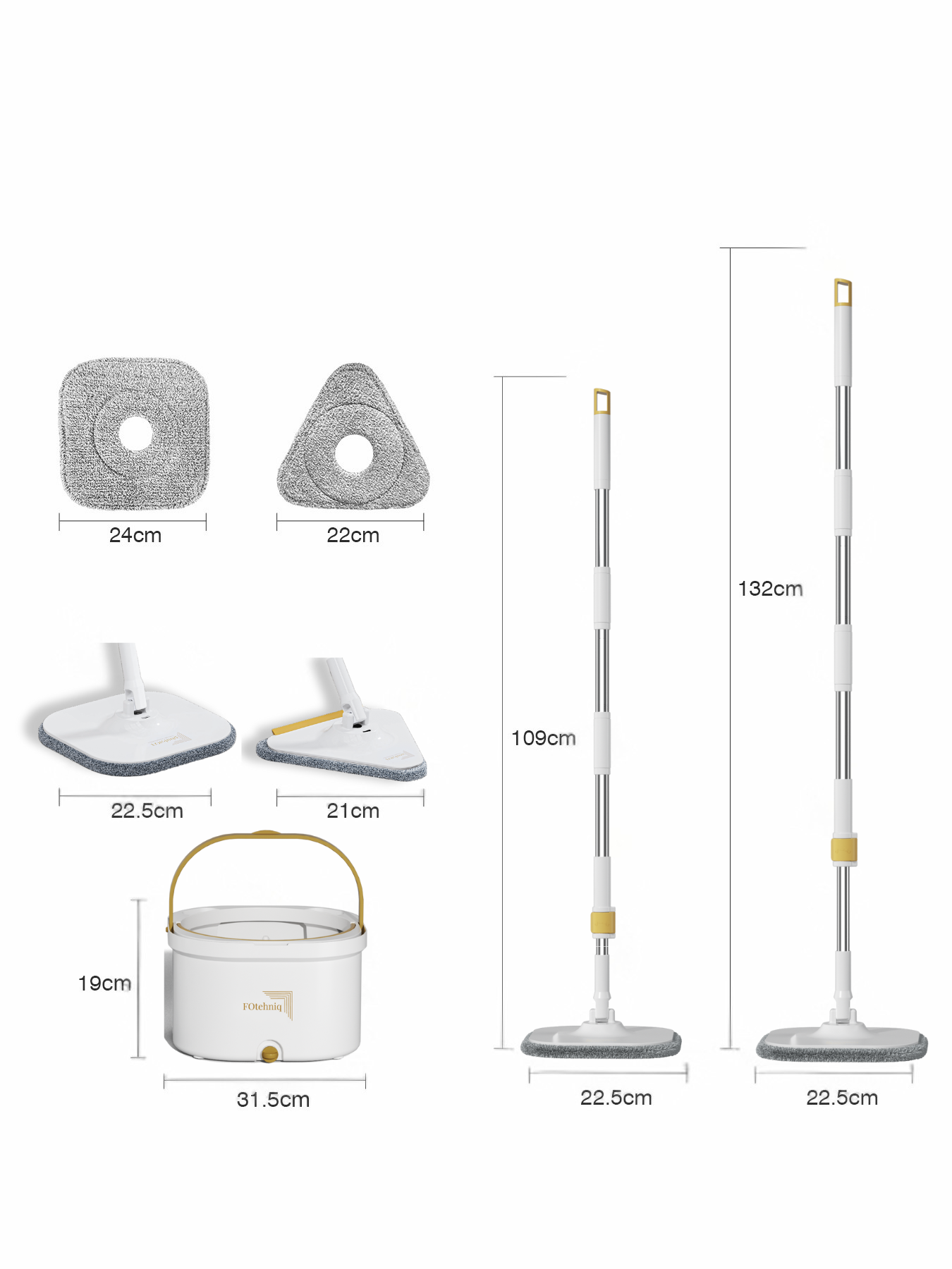 Set Mop Rotativ DUAL BUCKET alb cu Lavete Incluse