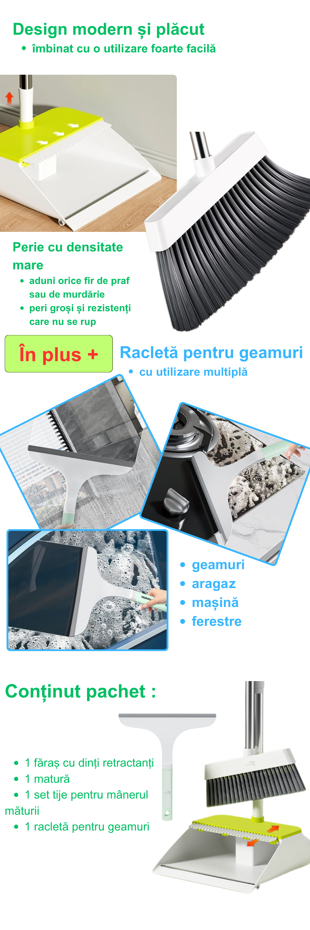 Set Matura si Faras cu Dinti Retractanti si racleta pentru geamuri