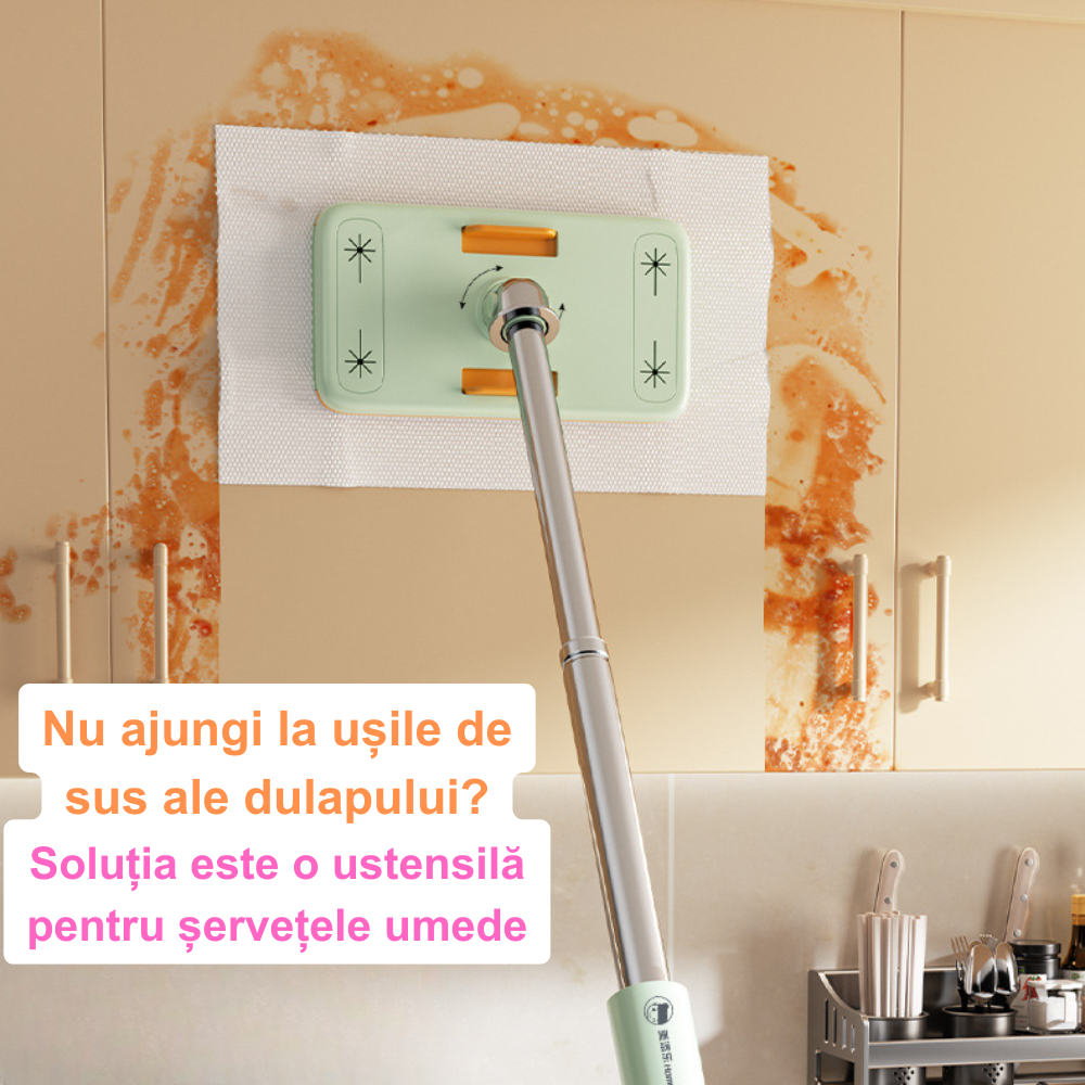 Ustensila servețele umede tip Mini Mop Extensibil Verde
