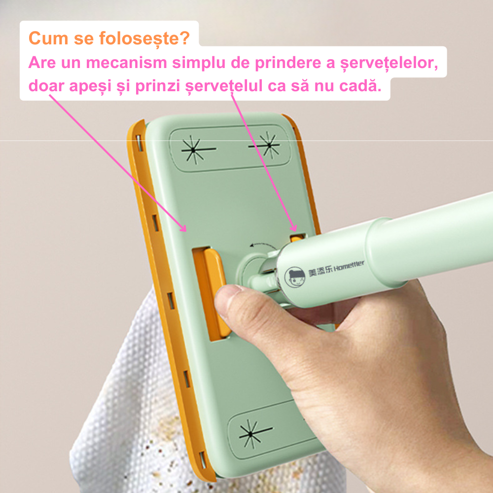 Ustensila servețele umede tip Mini Mop Extensibil Verde