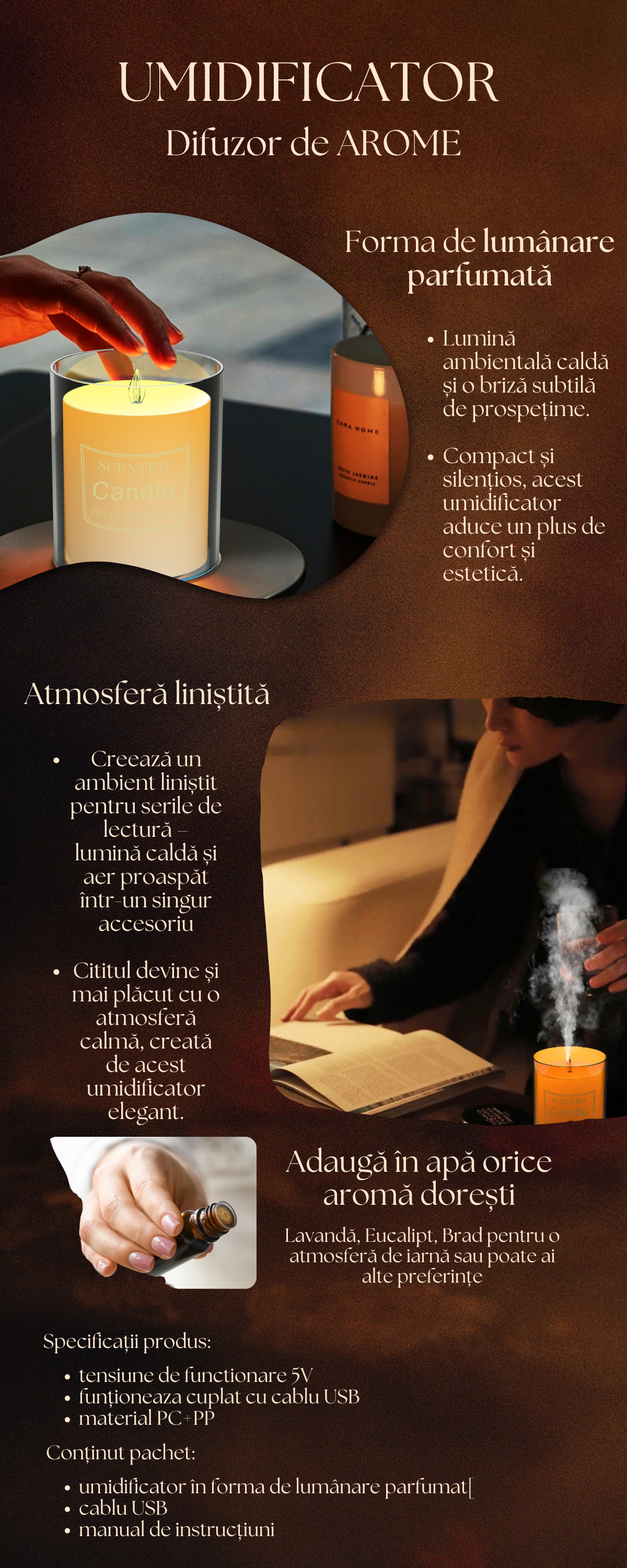 Difuzor de Arome si Uleiuri Esentiale Candela