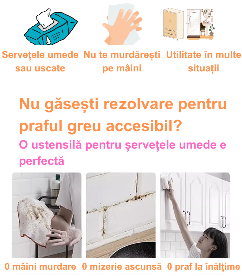 Ustensila servețele umede tip Mini Mop Extensibil Verde