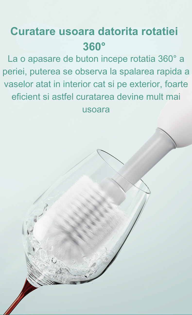 Perie Electrica Rotativa rezistenta la apa pentru Vesela, Biberoane, Pahare