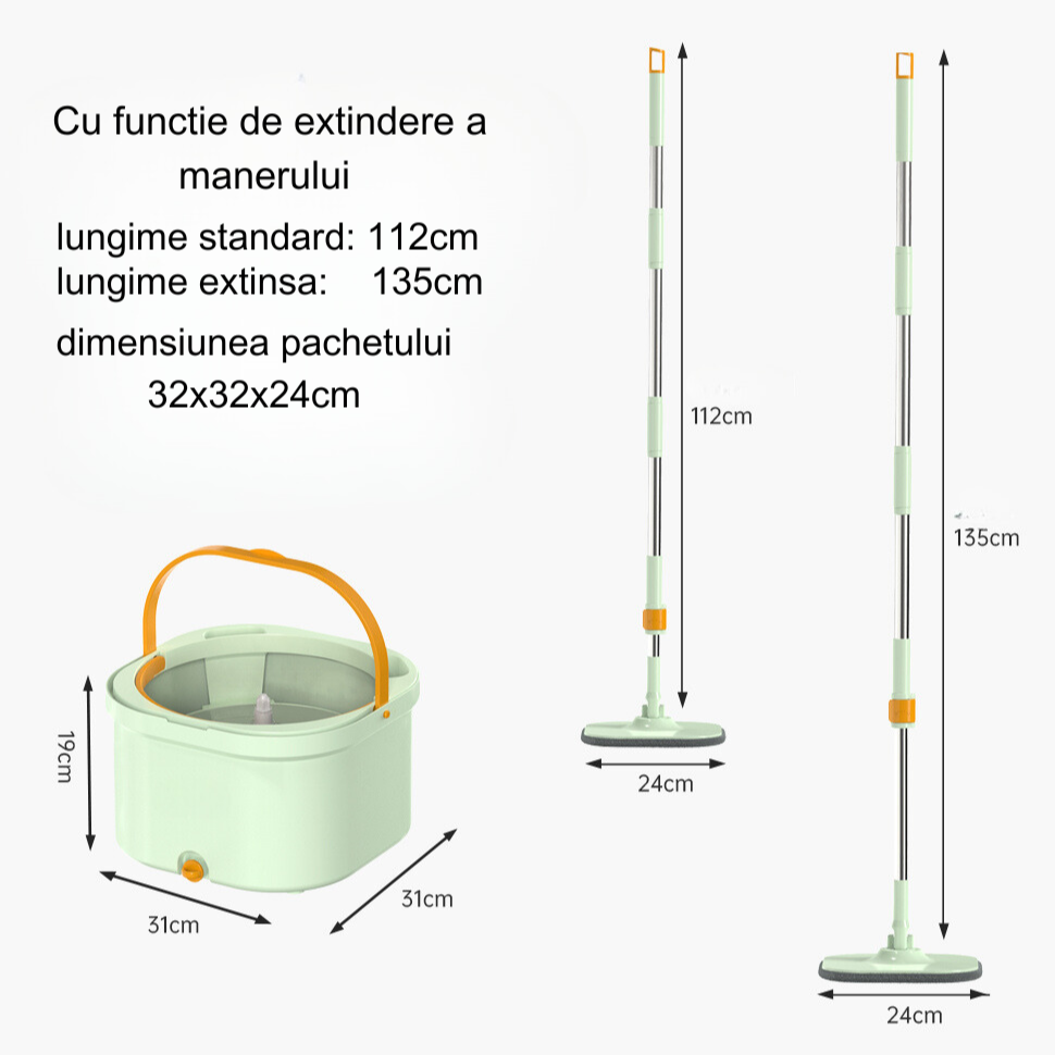 Set Mop Rotativ DUAL BUCKET albastru cu Lavete Incluse