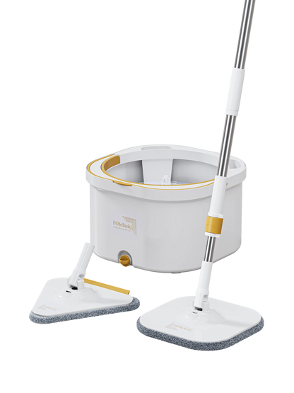 Set Mop Rotativ DUAL BUCKET alb cu Lavete Incluse