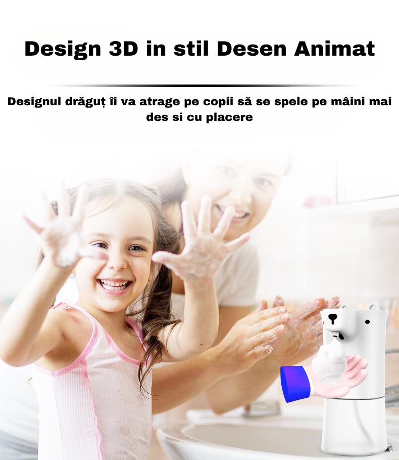 Dispenser de Sapun Lichid cu Senzor Infrarosu 350 ml Design Ursa Polar