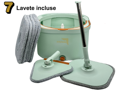 Set Mop Rotativ DUAL BUCKET verde cu Lavete Incluse