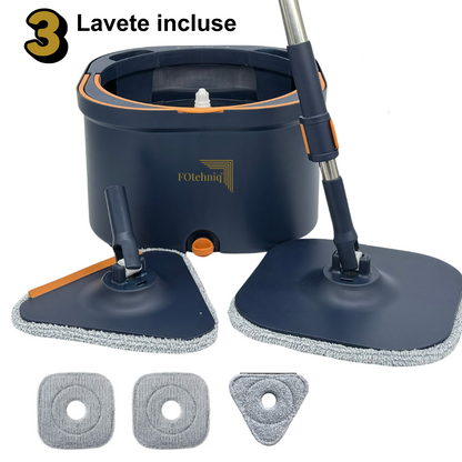 Set Mop Rotativ DUAL BUCKET albastru cu Lavete Incluse
