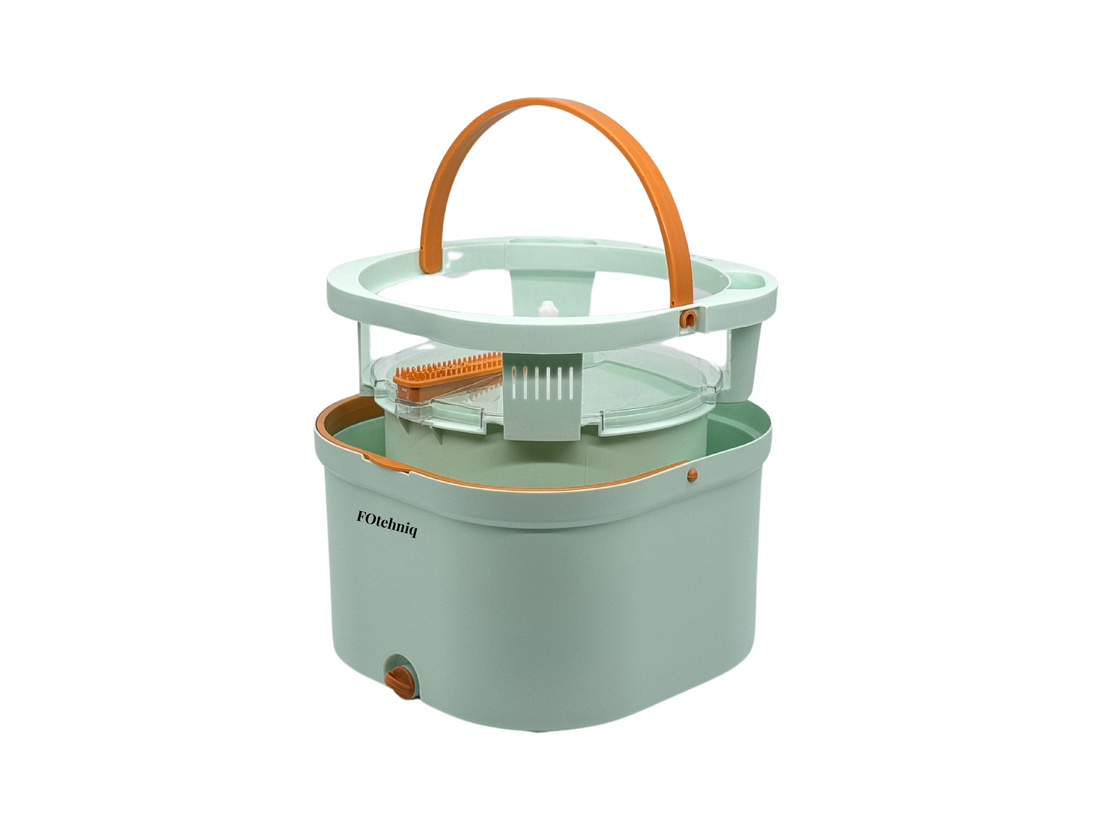 Set Mop Rotativ DUAL BUCKET verde cu 7 Lavete Incluse