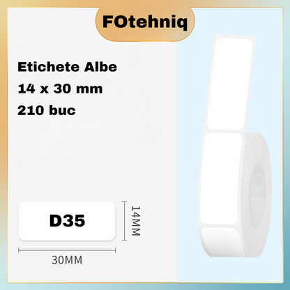 Set 3 Role Etichete de Schimb Autoadezive Imprimanta FOtehniq D35 - Rezistente la Apa