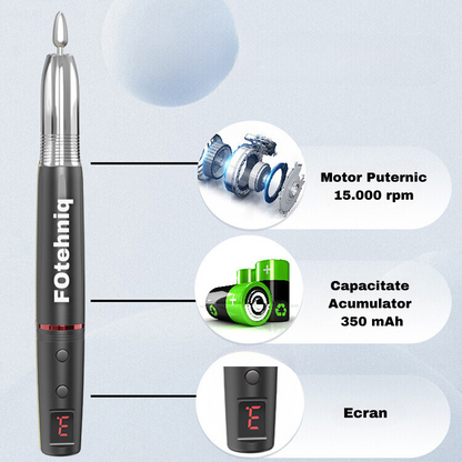 Freza de Unghii cu Acumulator Portabila Profesionala Wireless 15.000 rpm