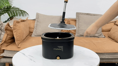 Set Mop Rotativ DUAL BUCKET negru cu Lavete Incluse