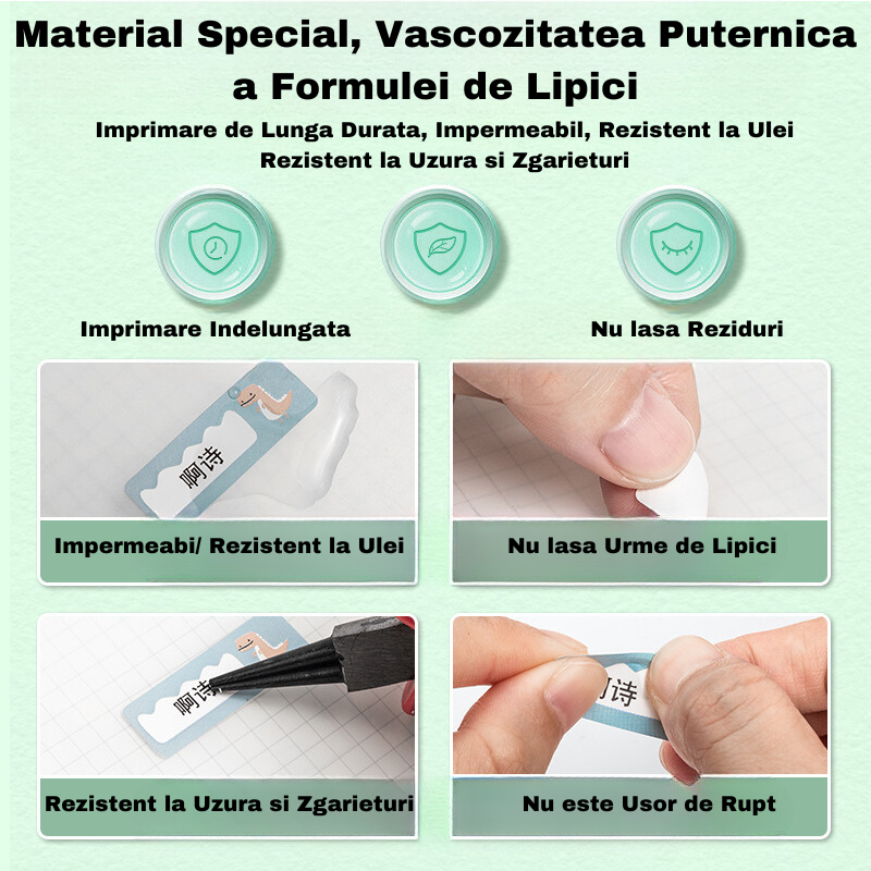 Set 3 Role Etichete de Schimb Autoadezive Imprimanta FOtehniq D35 - Rezistente la Apa