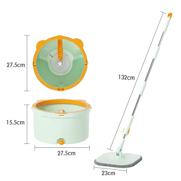 NOU! Set de Curatenie ”Micul Mop” Rotund SINGLE BUCKET cu 2 Compartimente de separare cu 2 Lavete Incluse Verde