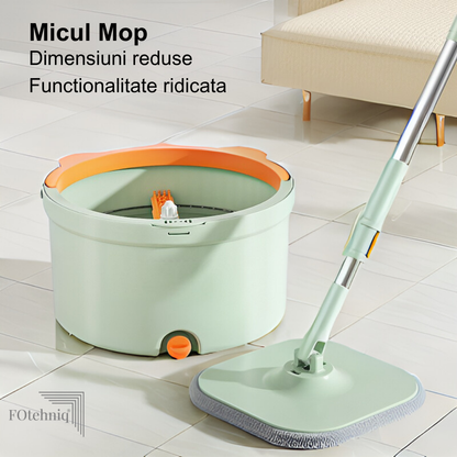 NOU! Set de Curatenie ”Micul Mop” Rotund SINGLE BUCKET cu 2 Compartimente de separare cu 2 Lavete Incluse Verde