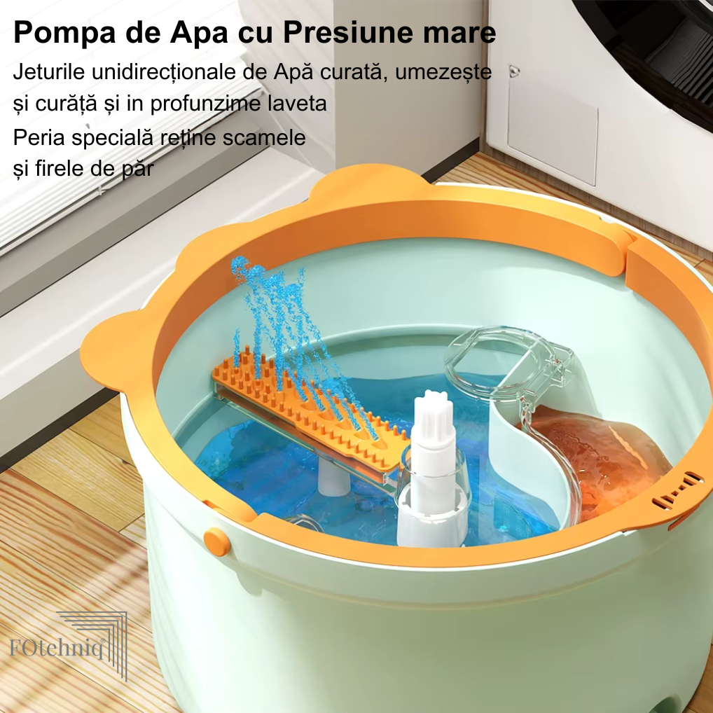 NOU! Set de Curatenie ”Micul Mop” Rotund SINGLE BUCKET cu 2 Compartimente de separare cu 2 Lavete Incluse Verde