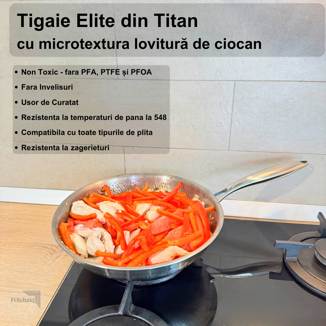 Tigaie Elite din Titan cu microtextură lovitură de ciocan