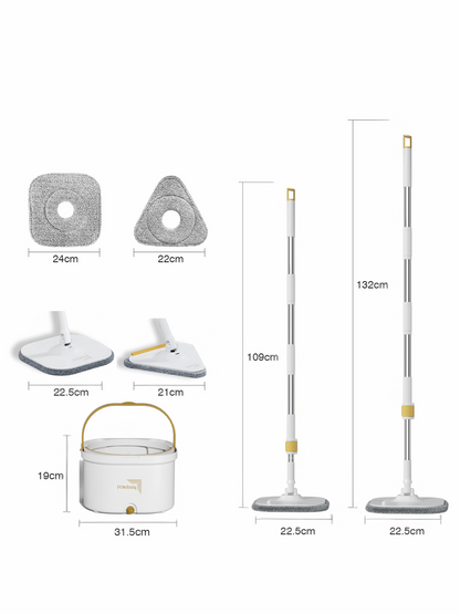 Set Mop Rotativ DUAL BUCKET alb cu Lavete Incluse