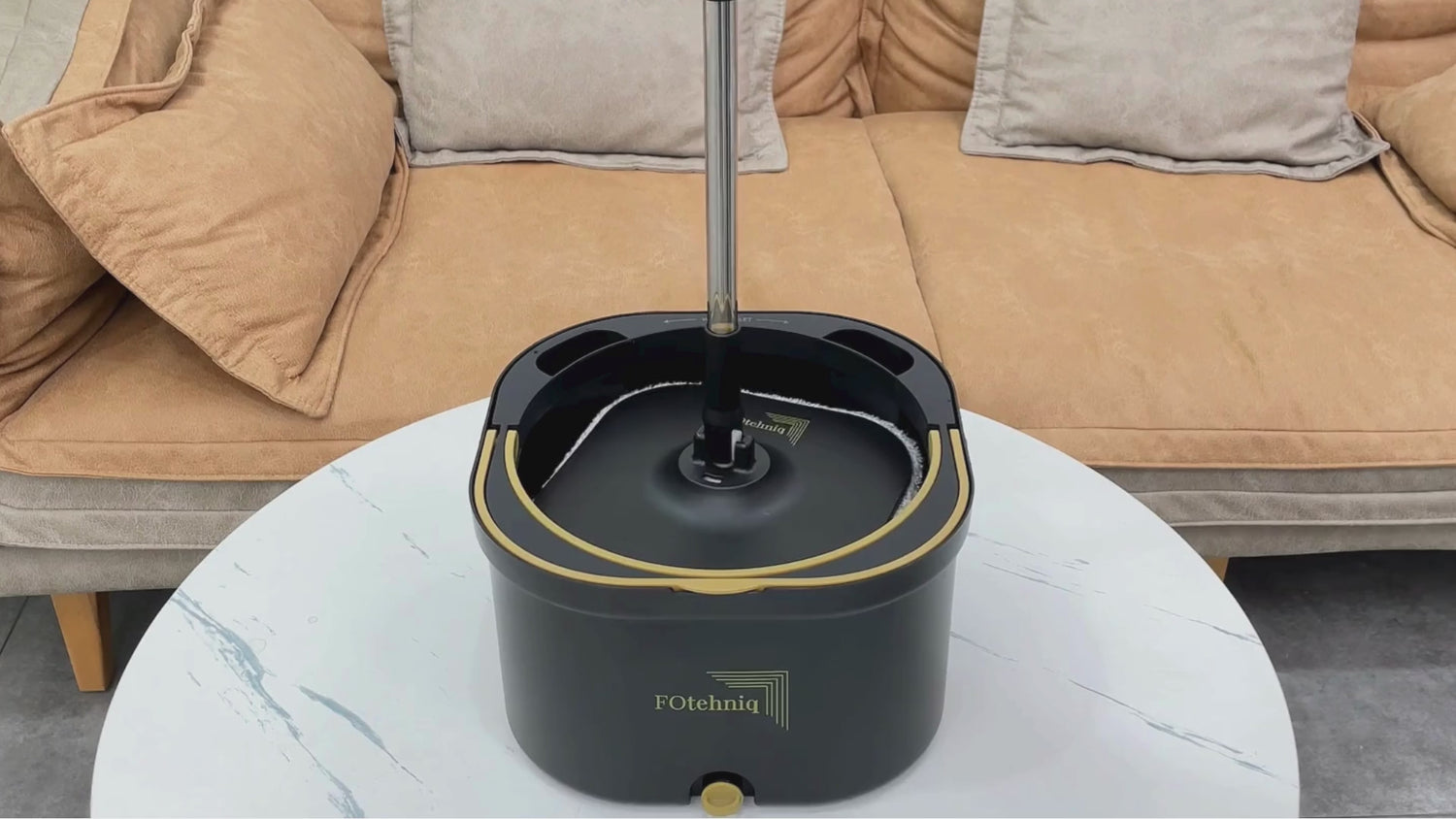 Set Mop Rotativ DUAL BUCKET negru cu 7 Lavete Incluse