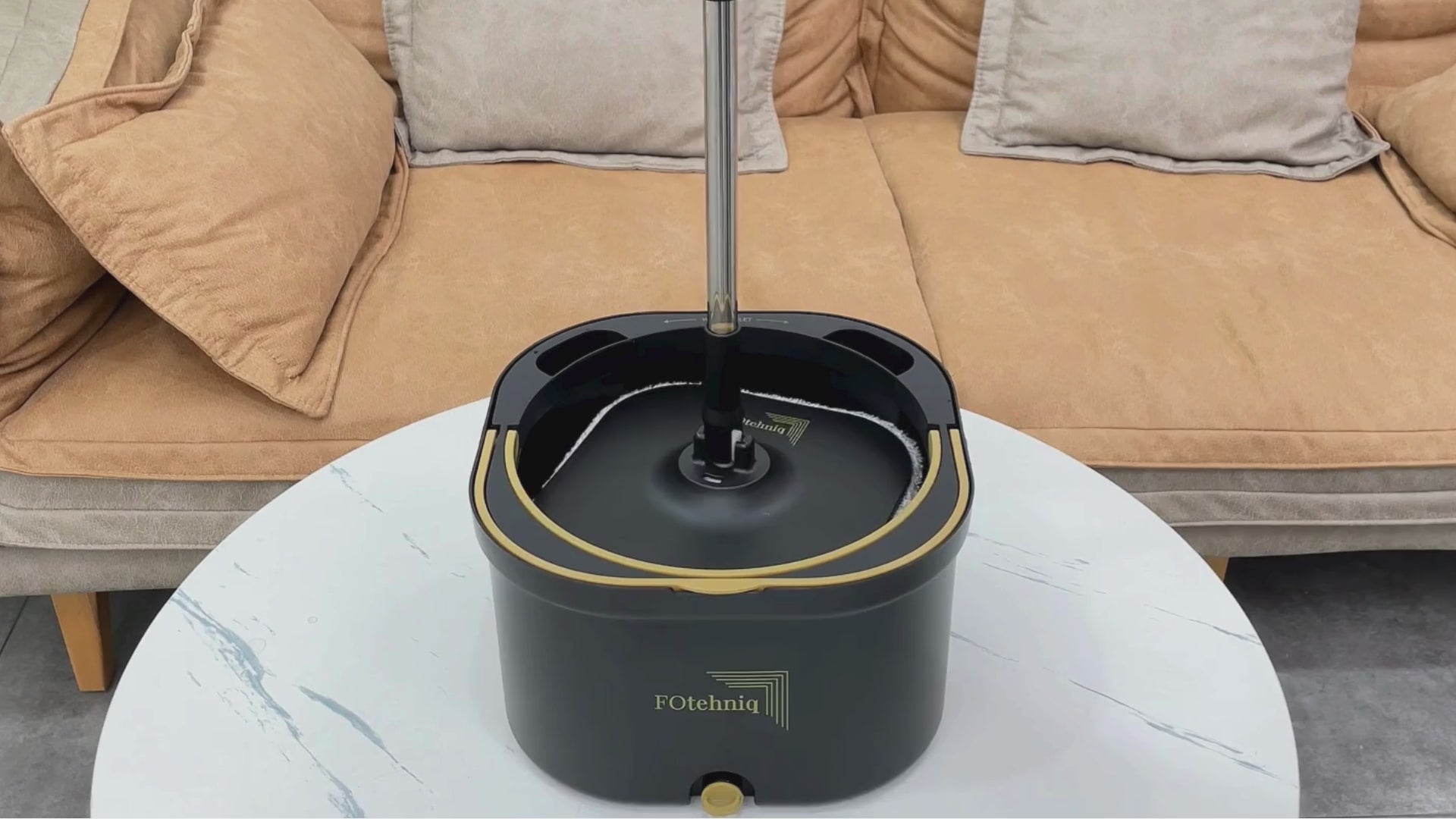 Set Mop Rotativ DUAL BUCKET negru cu 7 Lavete Incluse